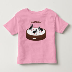 Camiseta Infantil Boas formigas patinando em desenho de biscoito