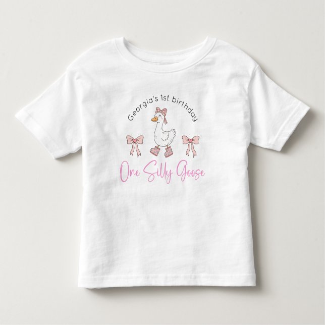 Camiseta Infantil Bobo ganso rosa Aniversário (Frente)