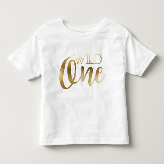 Camiseta Infantil Bohemian Chic Wild One | Folha de ouro tribal (Frente)