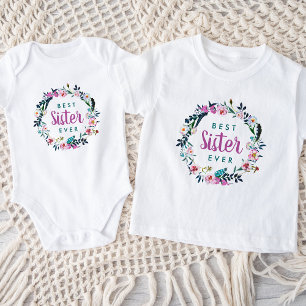 Camiseta Infantil Boho Floral Wreath Best Sister