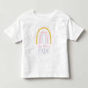 Camiseta Infantil Boho Sunshine, Rainbows e Fun Primeiro Aniversári