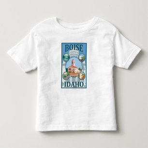 Camiseta Infantil Boise, poster de viagens de IdahoScenic