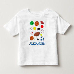 Camiseta Infantil Bolas de Esportes Coloridos Personalizadas