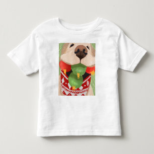 Camiseta Infantil Bolas de Natal na Boca do Golden Retriever Engraça