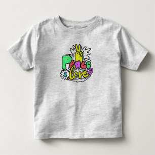 Camiseta Infantil Bolha de Carta Doodle Paz & Amor