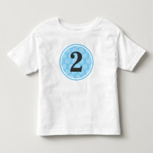Camiseta Infantil Bolinhas Azul Moderno Segundo Aniversário Número 2