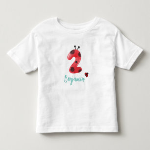 Camiseta Infantil Bolinhas vermelha e branca Nome da festa do segund
