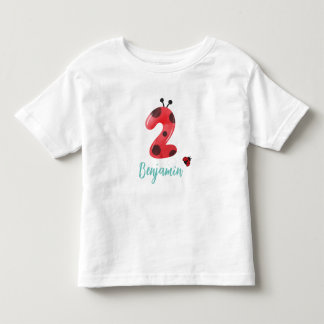 Camiseta Infantil Bolinhas vermelha e branca Nome da festa do segund