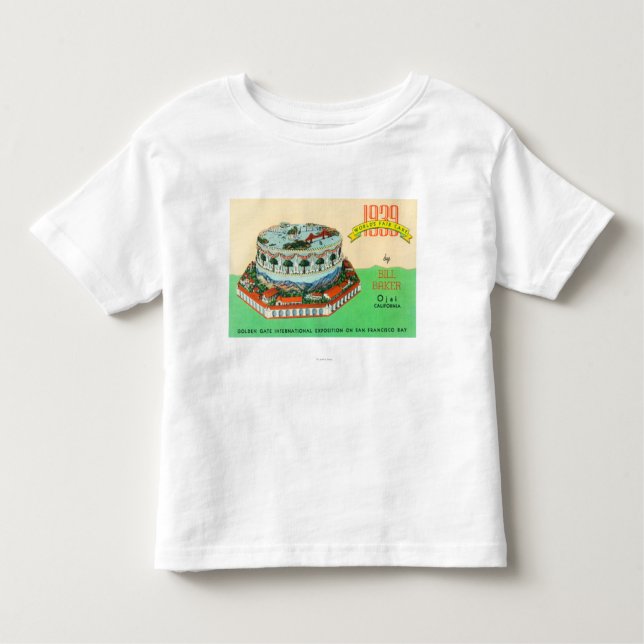 Camiseta Infantil Bolo da feira de 1939 mundos pelo padeiro de Bill (Frente)