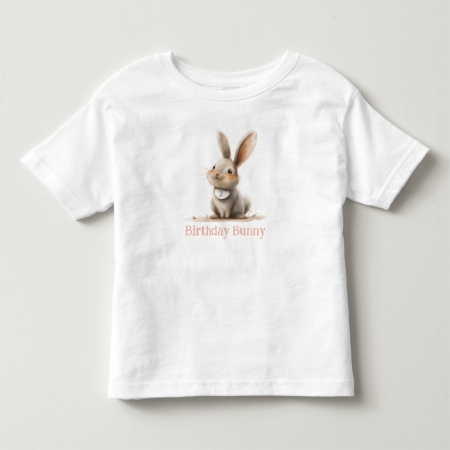 Camiseta Infantil Bolo de Aniversário de Coelhinho Fofo para Criança (Frente)