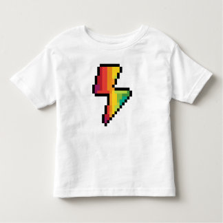 Camiseta Infantil Bolsa de Relâmpago Flash Pixel em cores arco-íris