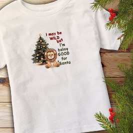 Camiseta Infantil Bom Para Papais noeis, Leão De Natal Personalizado
