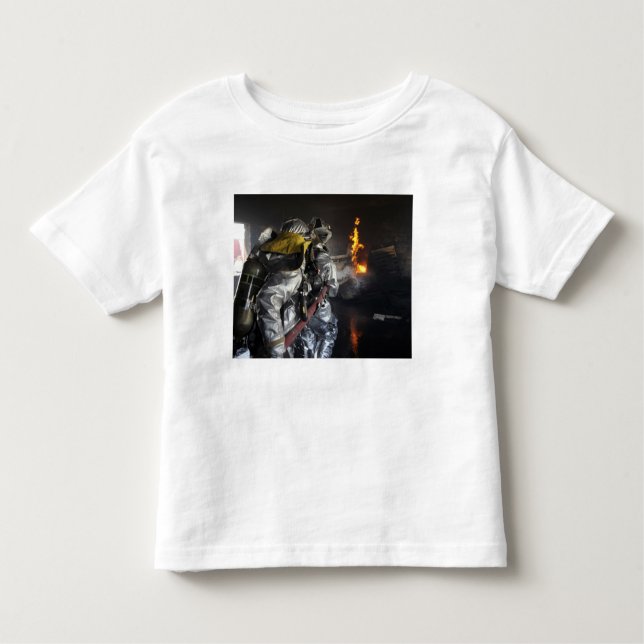 Camiseta Infantil Bombeiros extinguem incêndio num treino ou (Frente)