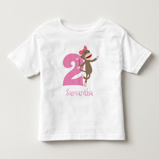Camiseta Infantil Boneco de meia-soca na idade de aniversário da gar (Frente)