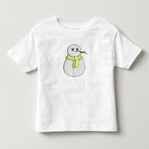 Camiseta Infantil Boneco de neve vestindo um cachecol amarelo