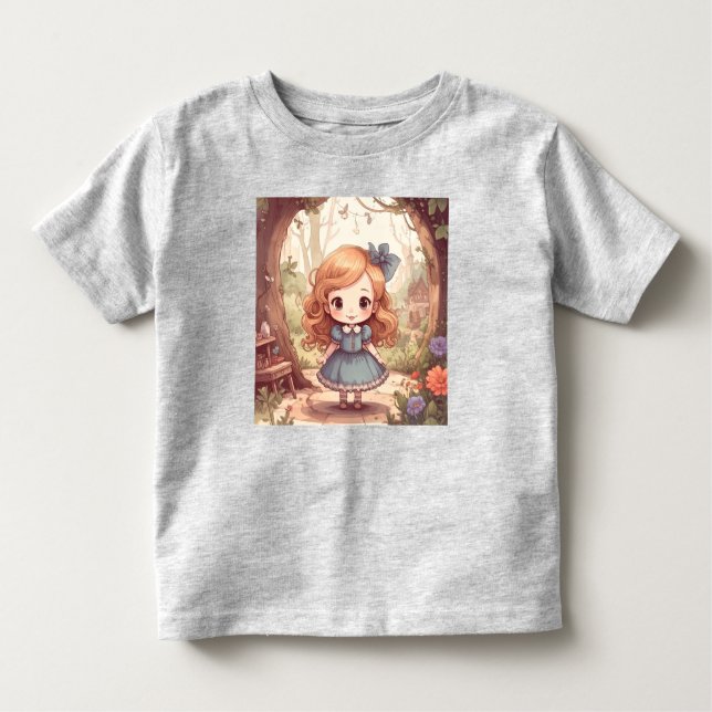 Camiseta Infantil Bonita Arte Caprichosa do País das Maravilhas da F (Frente)