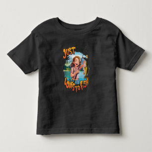 Camiseta Infantil Bonita Captura: Menina Com Peixe e Pesca