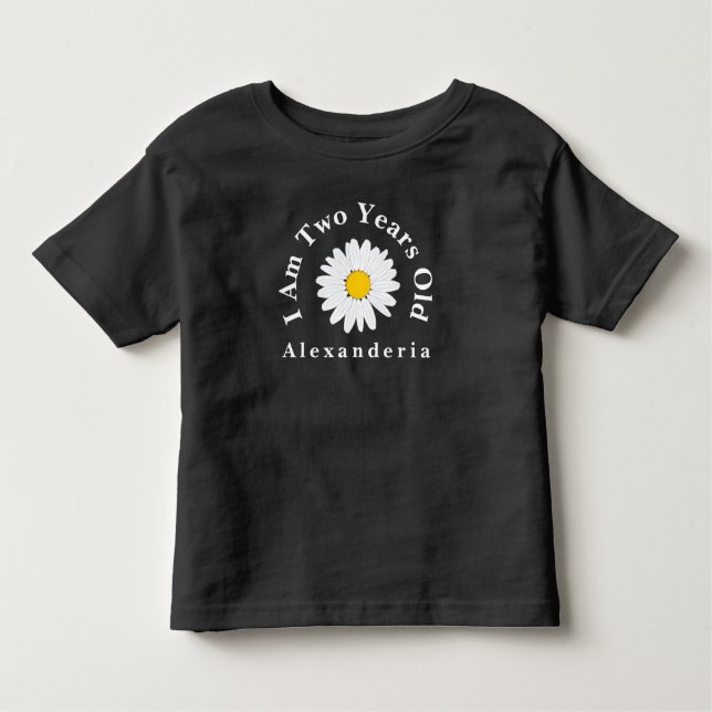 Camiseta Infantil Bonita flor de margarida branca, com 2 anos de ida (Frente)