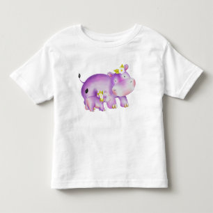 CAMISETA INFANTIL BONITA MAMÃE E BEBÊ, HIPPO PURPLE COM AVISÕES