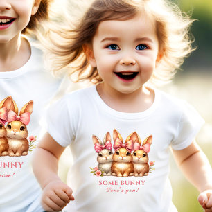 Camiseta Infantil Bonita Páscoa de Aquarela de Coelhinha Feliz