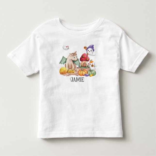 Camiseta Infantil Bonita Pumpkin Halloween Fantasy Dinossauro (Frente)