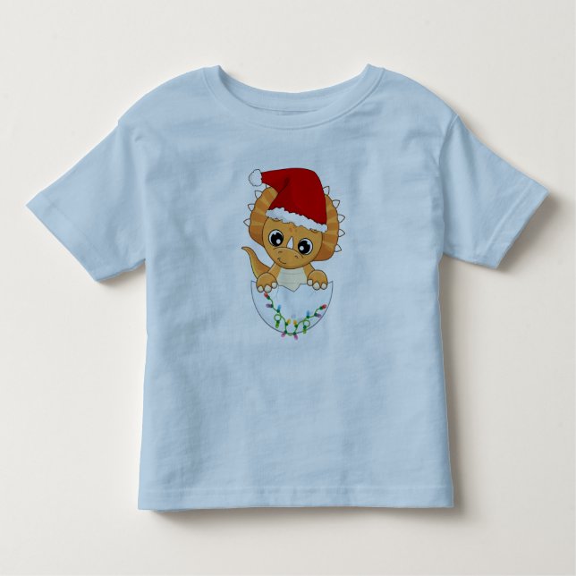 Camiseta Infantil Bonito Bebê Dino Natal (Frente)