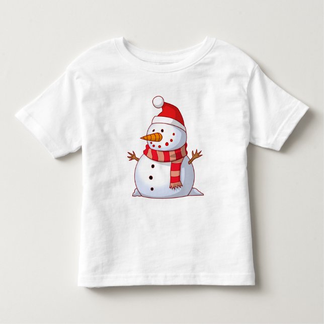 Camiseta Infantil Bonito boneco de neve de Natal (Frente)