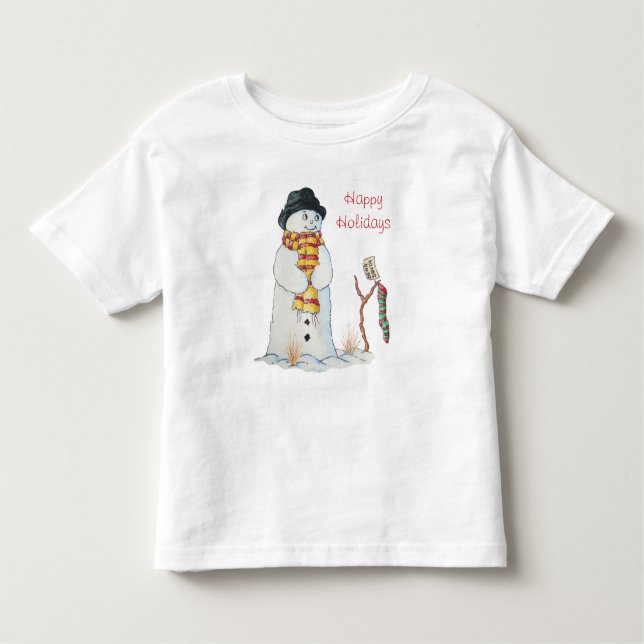 Camiseta Infantil Bonito bonitão sorridente na neve no natal (Frente)