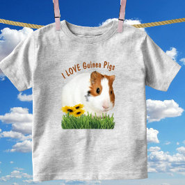 Camiseta Infantil Bonito Eu Amo Guiné Porcos de girassol