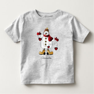 Camiseta Infantil Bonito Neve de Natal Vermelho