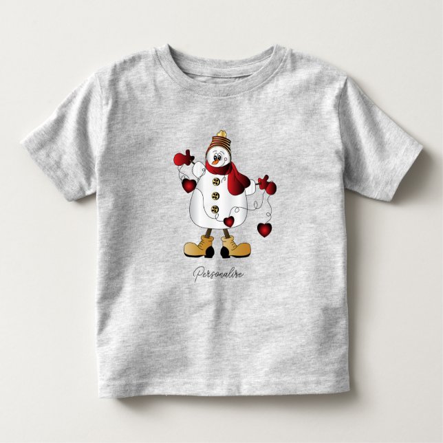 Camiseta Infantil Bonito Neve de Natal Vermelho (Frente)