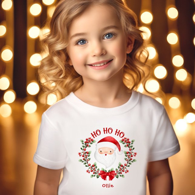 Camiseta Infantil Bonito Pai Natal Nome Toddler T-shirt (Cute Santa Claus Christmas Name Toddler T-shirt)