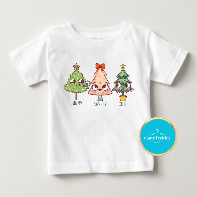 Camiseta Infantil Bonito Toddler Árvores de Natal Engraçado (Criador carregado)