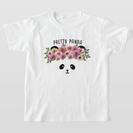 Camiseta Infantil Bonito Urso Panda Floral Menina