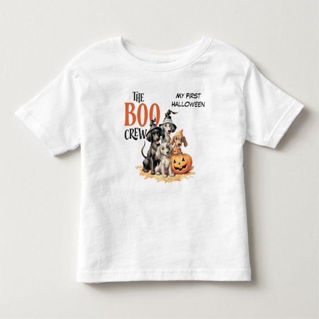 Camiseta Infantil Boo Crew Cute Dogs Kids Halloween (Frente)