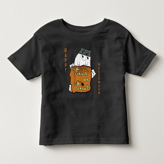 Camiseta Infantil Boo de Halloween bonito - Trick or Tratar Hallowee (Frente)