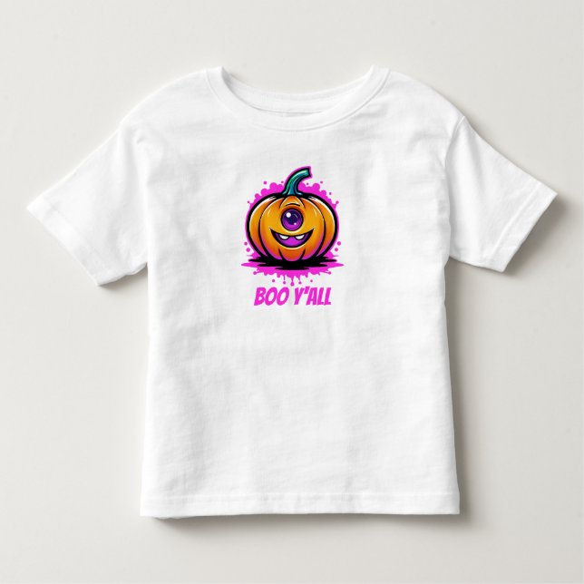 Camiseta Infantil Boo Y'All, design de Halloween adorável (Frente)