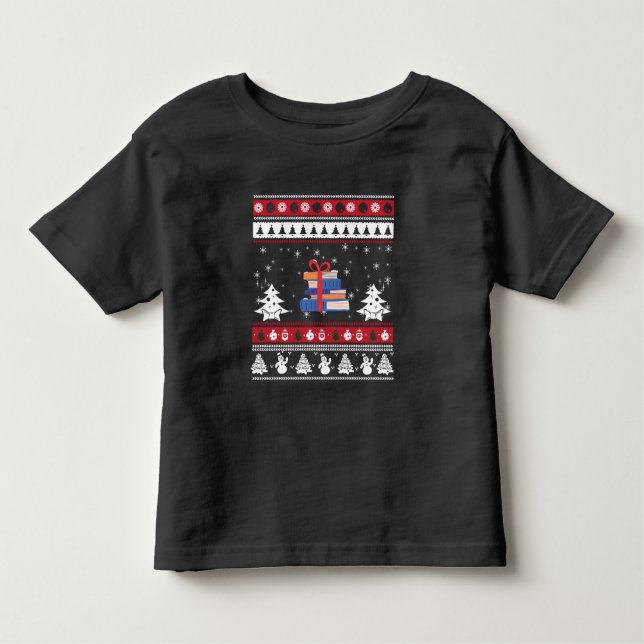 Camiseta Infantil Books Ufly Christmas Engraçado Leitura de presente (Frente)