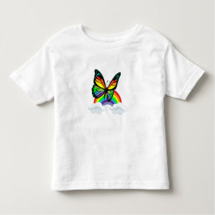 Camiseta Infantil Borboleta com arco-íris
