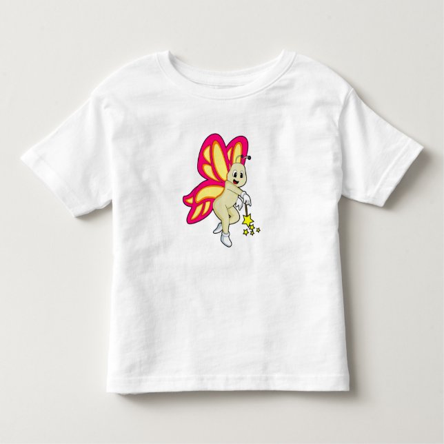 Camiseta Infantil Borboleta como Mágica com varinha mágica (Frente)