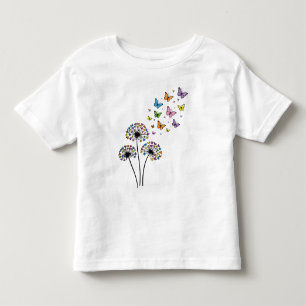 Camiseta Infantil Borboleta de dente-de-leão em voo