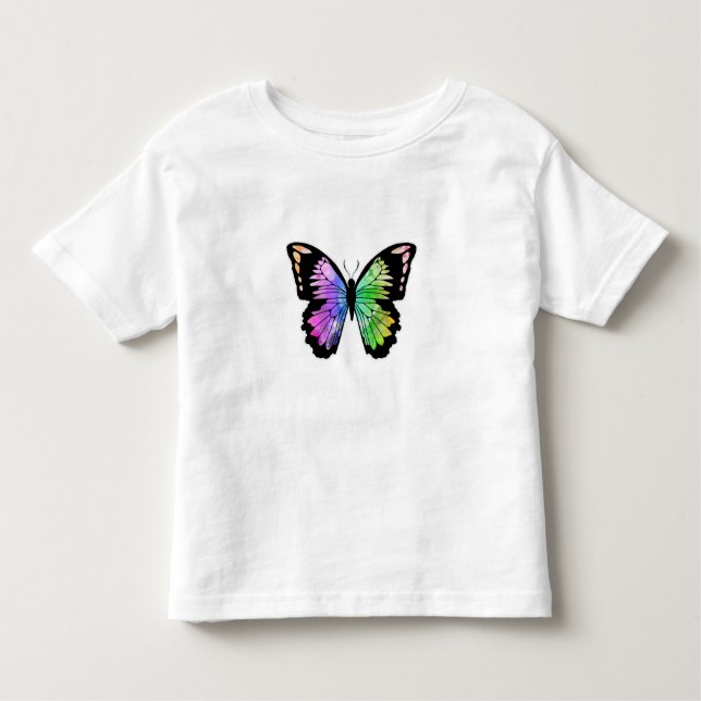 Camiseta Infantil Borboleta em cores arco-íris (Frente)
