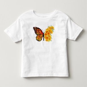 Camiseta Infantil Borboleta Flor com Papagaio Amarelo da Califórnia