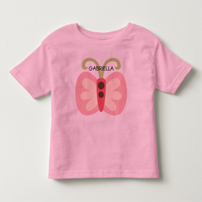 Camiseta Infantil Borboleta rosa com nome (Frente)