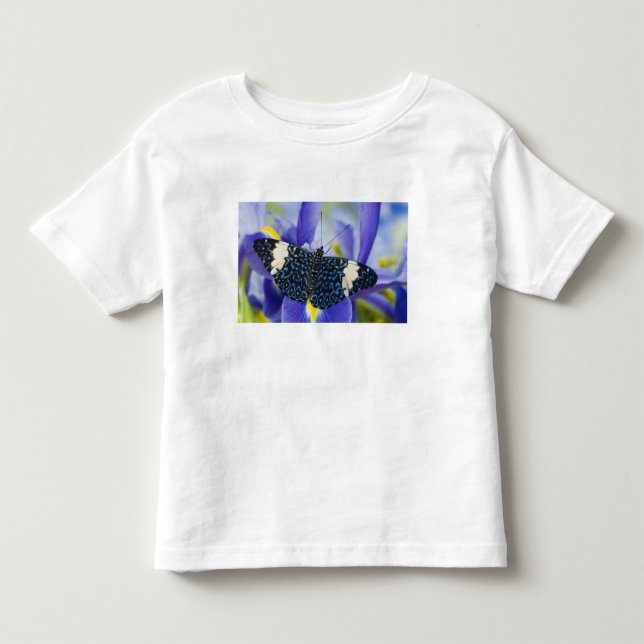 Camiseta Infantil Borboleta Tropical Roxa Íris (Frente)
