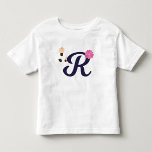 Camiseta Infantil Bordado Elegante Carta "R"
