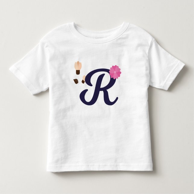 Camiseta Infantil Bordado Elegante Carta "R" (Frente)