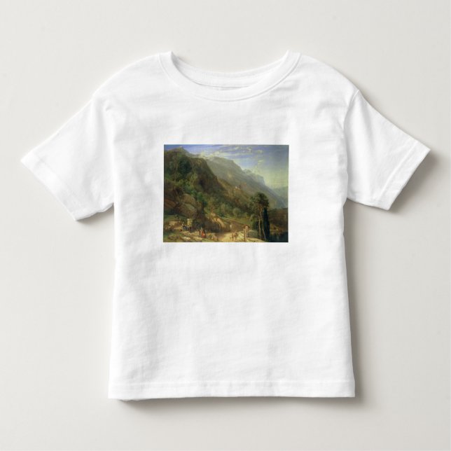 Camiseta Infantil Bosques verde-oliva em Varenna, lago Como, Italia, (Frente)