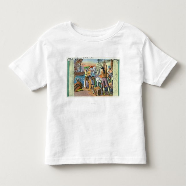 Camiseta Infantil Boston, cena do tea party de MassachusettsBoston (Frente)
