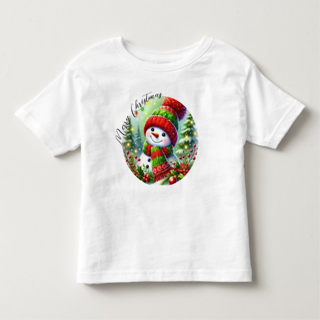 Camiseta Infantil Botânica de Aquarela de Natal Elegante (Frente)